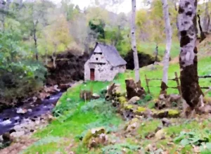 Le moulin de Rudez dans son écrin de verdure