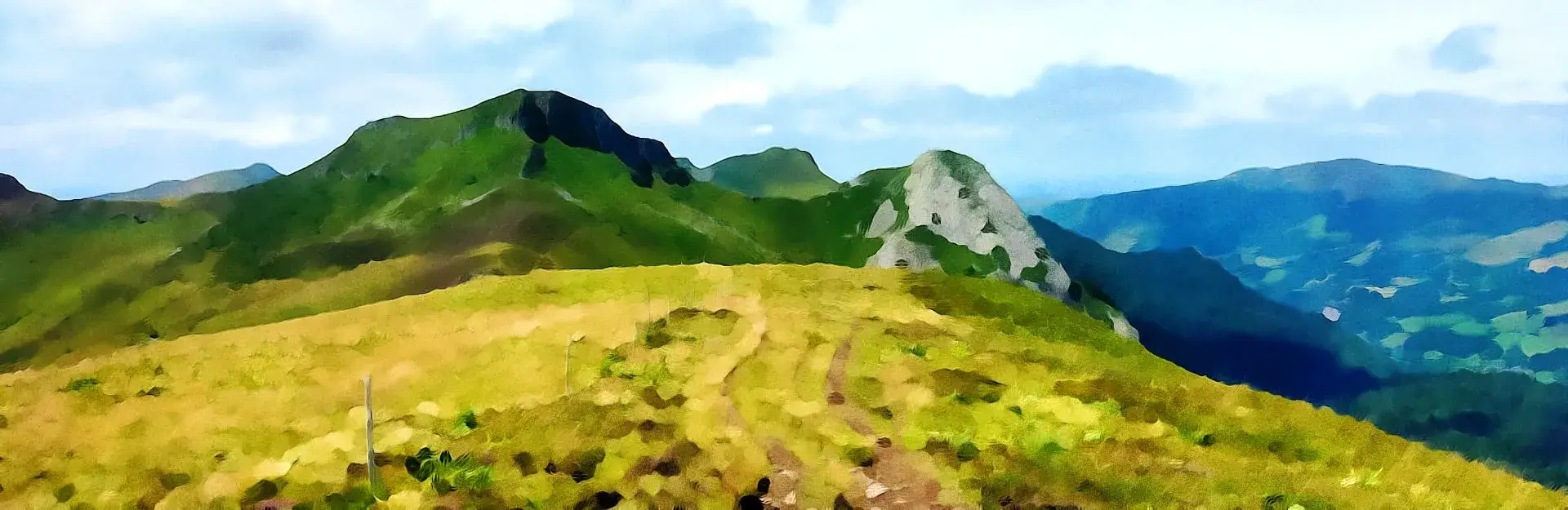 Roche Taillade et roc d'Hozières depuis la crête (GR 400)