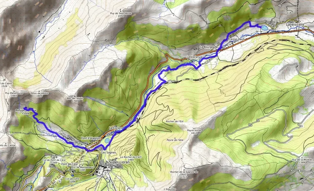 Carte haute vallée de l'Alagnon