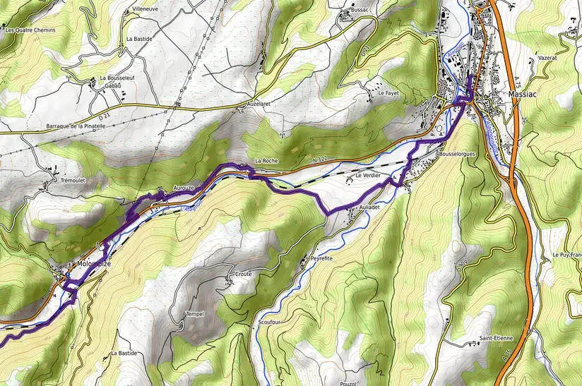 Itinéraire vallée de l'Alagnon de Massiac à Molompize