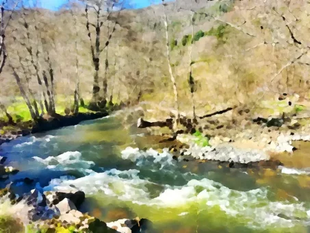 L'Alagnon près de la passerelle du camping