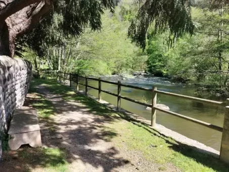 Cette belle allée longe agréablement la rivière
