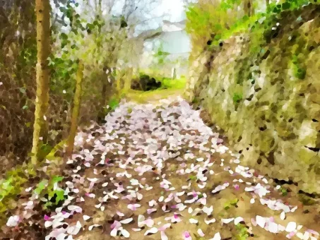 Chemin fleuri en arrivant à Ferrières-Saint-Mary