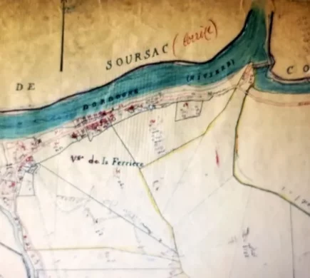Confluence de l'Auze et de la Dordogne sur une carte ancienne