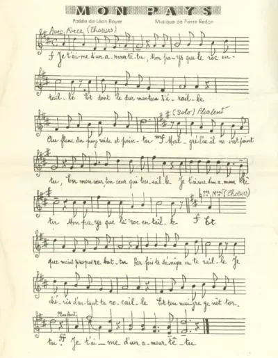 Chanson "Mon pays", écrite par Léon Boyer (hommage au poète paru dans Lo Cabreto, 1935)