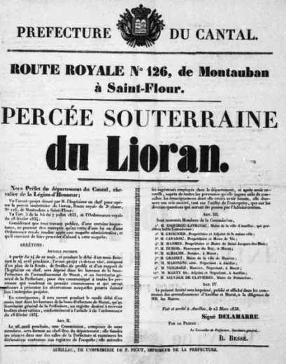 Affiche de 1839 (la route impériale 146 devient route royale 126 en 1825)