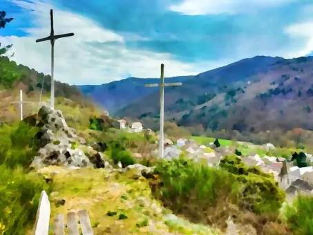 Site des 3 croix, à quelques pas au-dessus de l'église de Ferrières